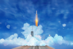 Rocket Launch Above Clouds (1920x1080) Resolution Wallpaper