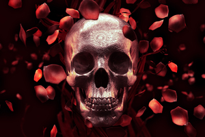 Rose Petal Skull Wallpaper