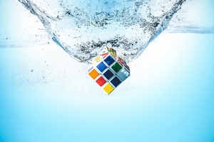 Rubiks Cube Splash (2048x2048) Resolution Wallpaper