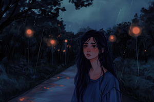 Sad Lofi Girl In Park (1280x800) Resolution Wallpaper