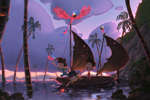 Sailing Through Purple Skies (1366x768) Resolution Wallpaper