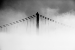 San Francisco Oakland Bay Bridge Covered With Fog (5120x2880) Resolution Wallpaper