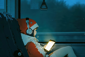 Santa Girl S Quiet Journey Home On A Christmas Night (1360x768) Resolution Wallpaper