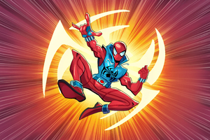 Scarlet Spiderman Cybernetic Adventures (2048x2048) Resolution Wallpaper