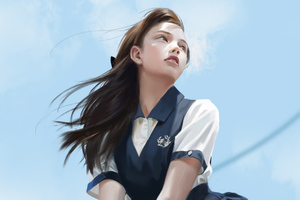School Girl (1600x900) Resolution Wallpaper