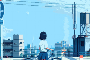 School Girl Anime Pixel Art Wallpaper