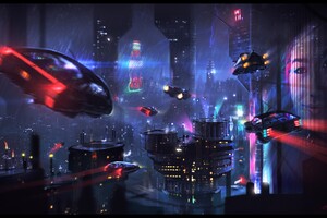 Science Fiction City (2560x1024) Resolution Wallpaper
