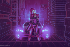 Scifi Cyberpunk Girl Car 4k Wallpaper