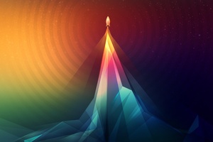 Scifi Rocket Colorful Minimalism Wallpaper