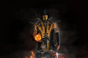 Scorpion Mortal Kombat X 8k (1336x768) Resolution Wallpaper