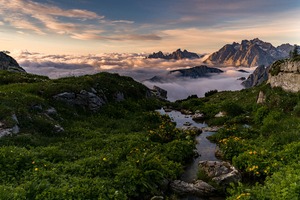 Sea Of Clouds Beautiful Mountains Landscape 5k (2048x1152) Resolution Wallpaper