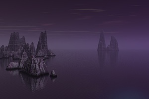 Sea Rocks Dark Purple Tone (1440x900) Resolution Wallpaper