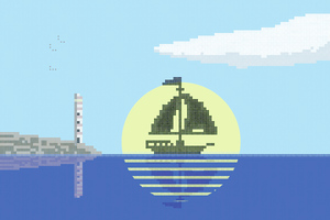 Ship Pixel Art 5k (1366x768) Resolution Wallpaper