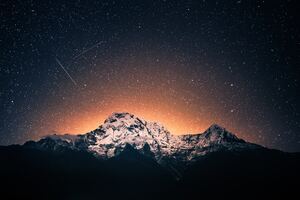 Shooting Stars Over Annapurna Mountains 4k (1024x768) Resolution Wallpaper