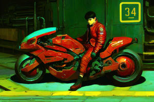 Shotaro Kaneda On Bike Wallpaper