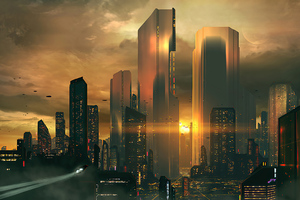 Silhouettes Of Future City 4k (2048x2048) Resolution Wallpaper