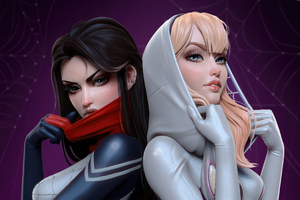 Silk And Gwen Stacy (2932x2932) Resolution Wallpaper