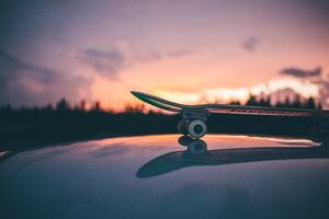 Skateboarding Sunset Macro 5k
