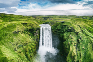 Skogafoss Waterfall Iceland (2560x1080) Resolution Wallpaper