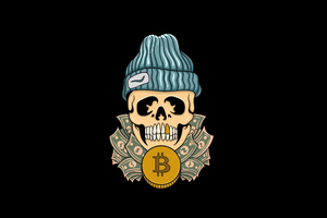 Skull And Bitcoin (5120x2880) Resolution Wallpaper