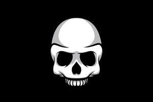 Skull Black Minimalism 4k