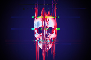 Skull Glitch 8k (5120x2880) Resolution Wallpaper