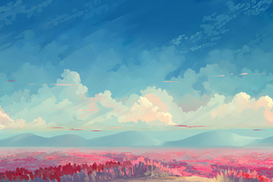 Sky Blue Clouds Digital Art 4k (1280x720) Resolution Wallpaper