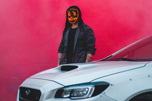 Smoke Mask Man With Car