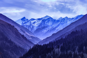 Snowy Blue Mountains 4k (320x240) Resolution Wallpaper