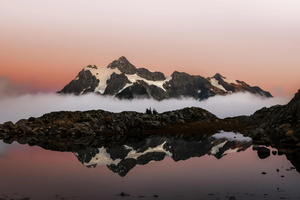 Snowy Mountains And Still Water (1440x900) Resolution Wallpaper