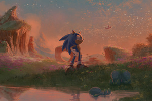 Sonic The Hedgehog Above (1024x768) Resolution Wallpaper