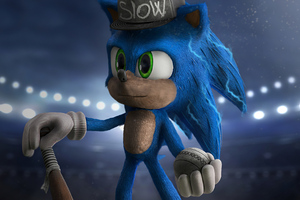 Sonic The Hedgehog Playing Baseball (2560x1700) Resolution Wallpaper