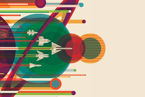 Spaceship Vector Solar System Planets Planes Sci Fi Artistic Wallpaper