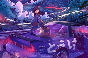 Speed Diva Racing Through Mountains (2048x1152) Resolution Wallpaper