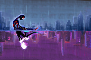 Spider And Gwen Gravity Defying Stunt (2932x2932) Resolution Wallpaper