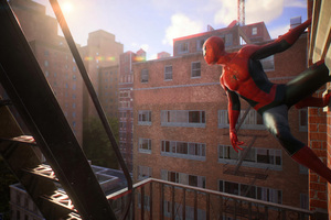 Spider Man 2 Haning Out Of The Window (1360x768) Resolution Wallpaper