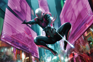 Spider Man 2099 Battling Crime In The City Wallpaper
