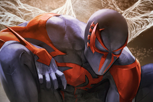 Spider Man 2099 Resolve (2932x2932) Resolution Wallpaper