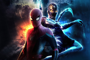 Spider Man And Blue Beetle Team Up (3840x2400) Resolution Wallpaper