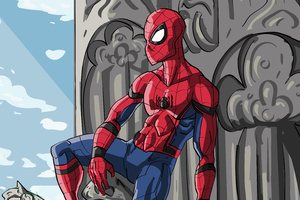 Spider Man Comic Art 5k (1360x768) Resolution Wallpaper