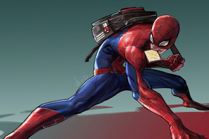 Spider Man Eating Butter Toast (1336x768) Resolution Wallpaper