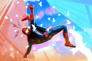 Spider Man Falling 4k (2048x2048) Resolution Wallpaper