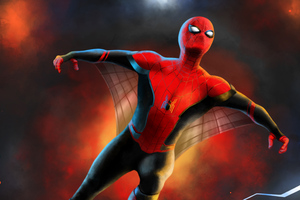 Spider Man Flying (2932x2932) Resolution Wallpaper