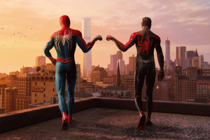 Spider Man Guides The Young Hero (1336x768) Resolution Wallpaper