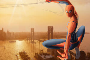 Spider Man In City (1366x768) Resolution Wallpaper