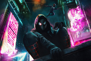Spider Man In Cyber City Wallpaper