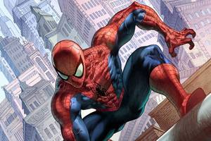 Spider Man New York Buliding (1360x768) Resolution Wallpaper