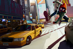 Spider Man New York Taxi (3840x2400) Resolution Wallpaper