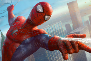 Spider Man Up In The Air (1336x768) Resolution Wallpaper