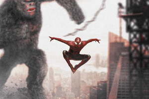 Spider Man V Godzilla (1024x768) Resolution Wallpaper